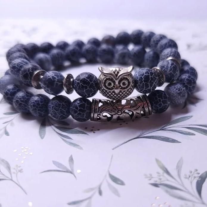 Natural Stone Owl Bracelet
